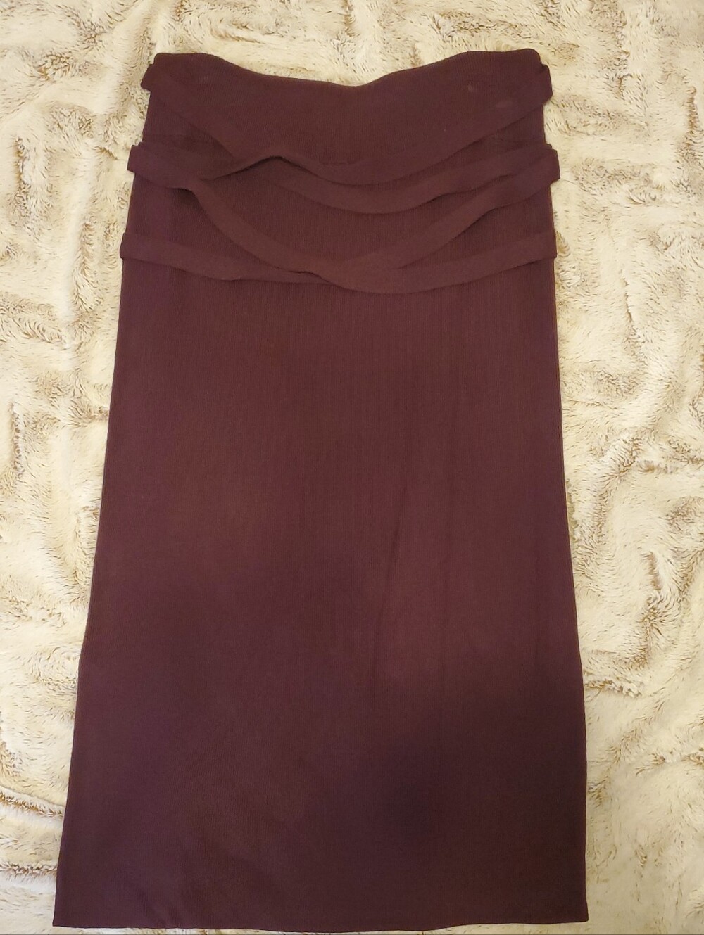 Express Maroon Tiered-Waist Pencil Skirt
